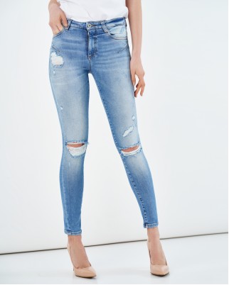 Джинсы Skinny с потертостями и порванностями Miss Sixty 